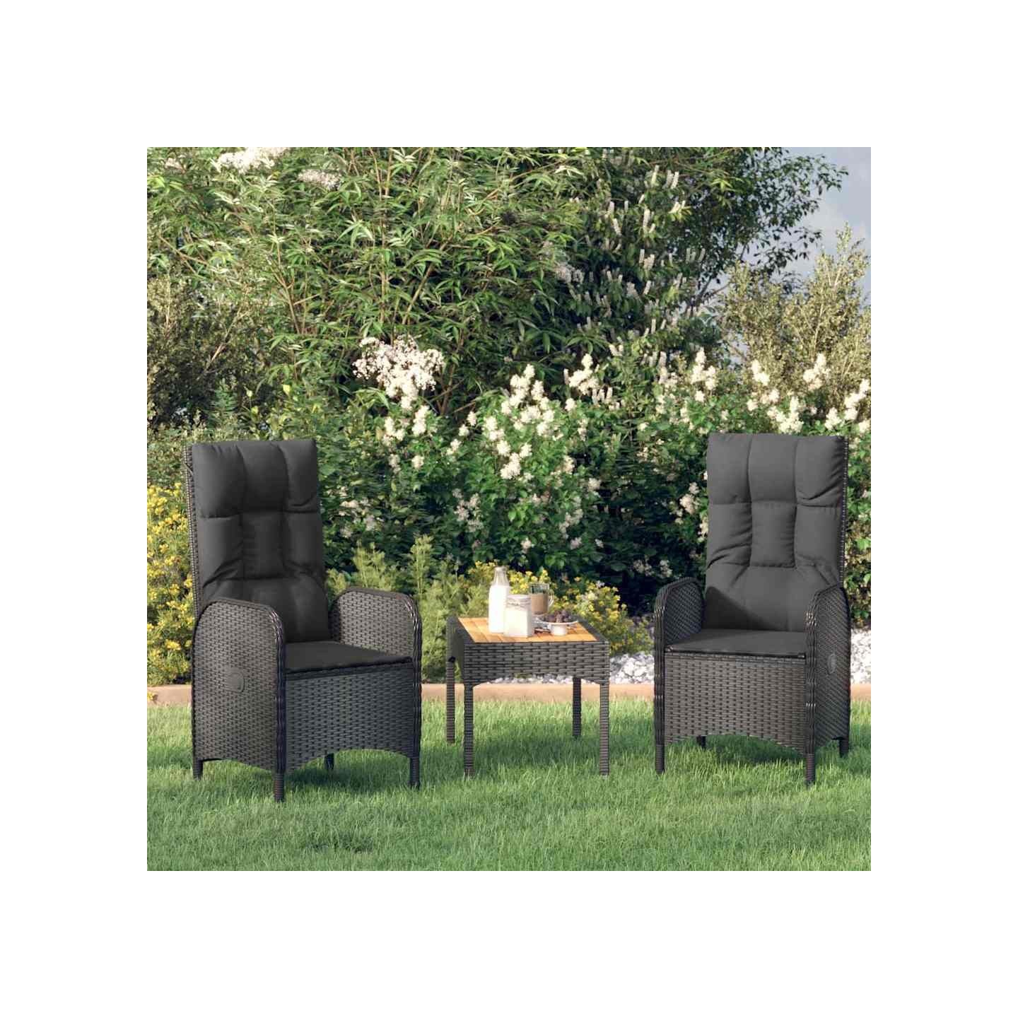 Chaises d'extérieur lot de 2 Résine tressée Noir