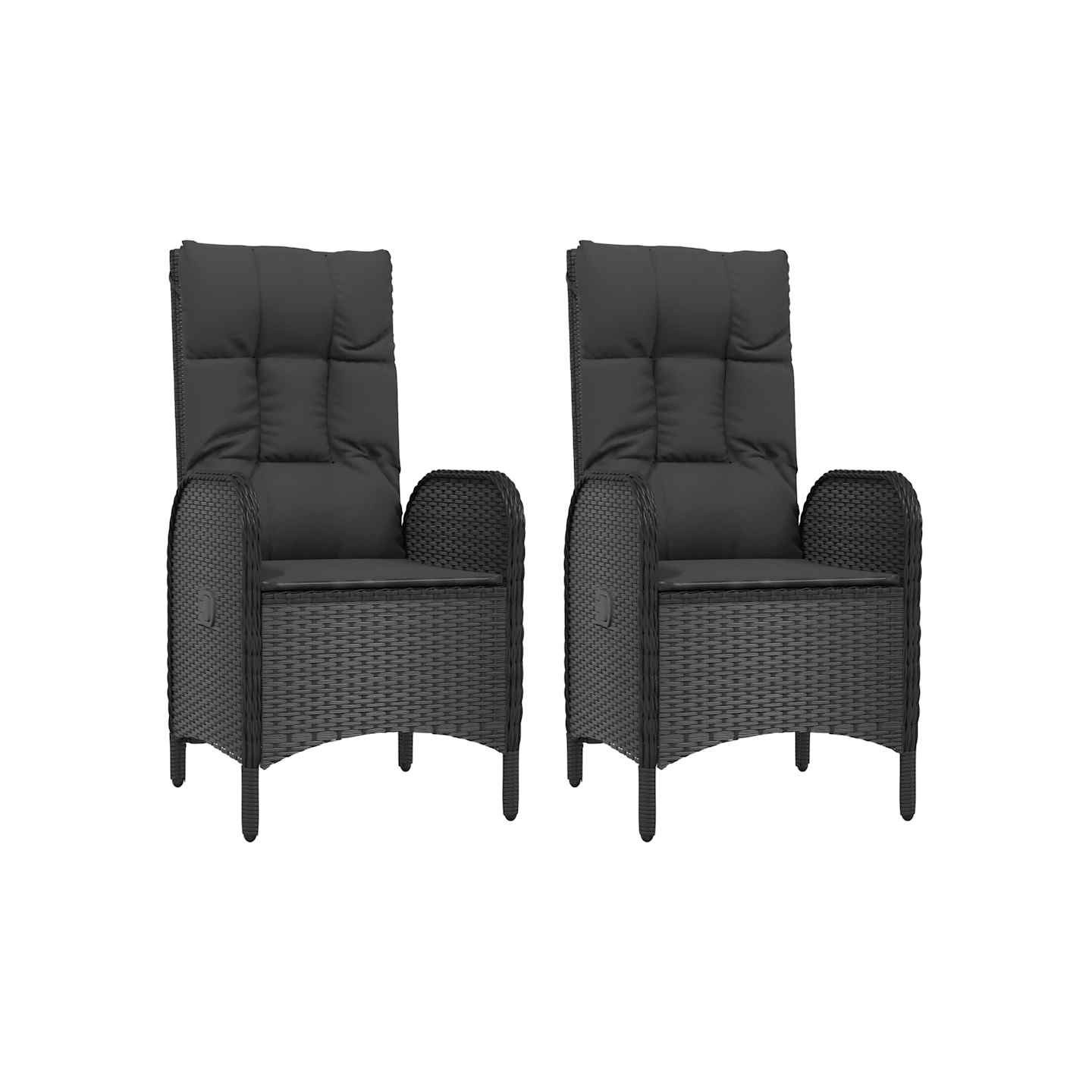 Chaises d'extérieur lot de 2 Résine tressée Noir