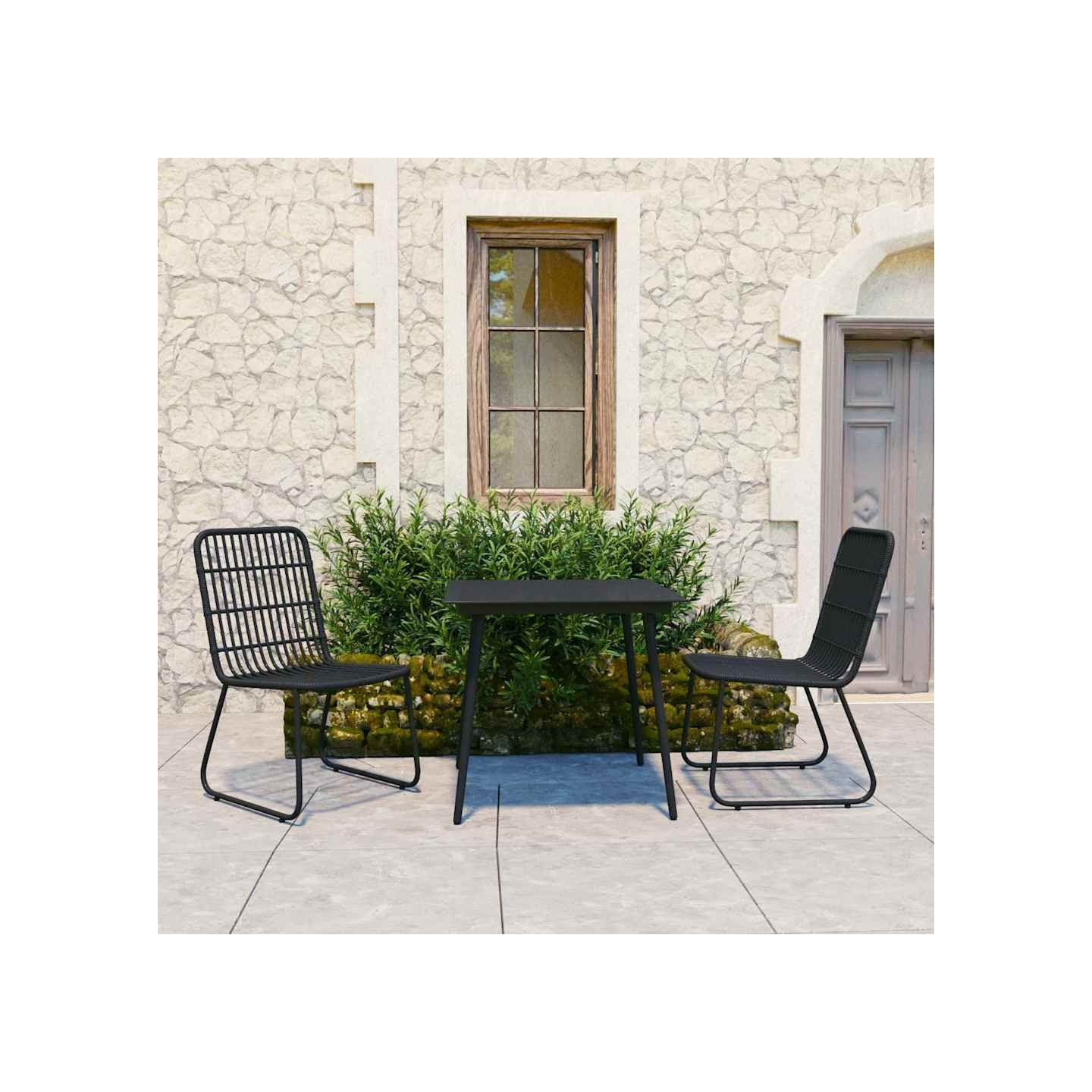 Ensemble à manger d'extérieur 3 pcs résine tressée et verre