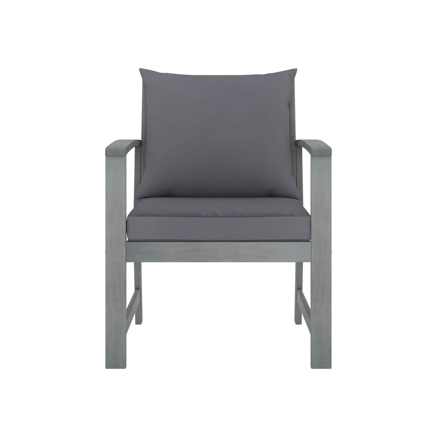 Chaises de jardin lot de 2 avec coussins gris foncé Bois acacia