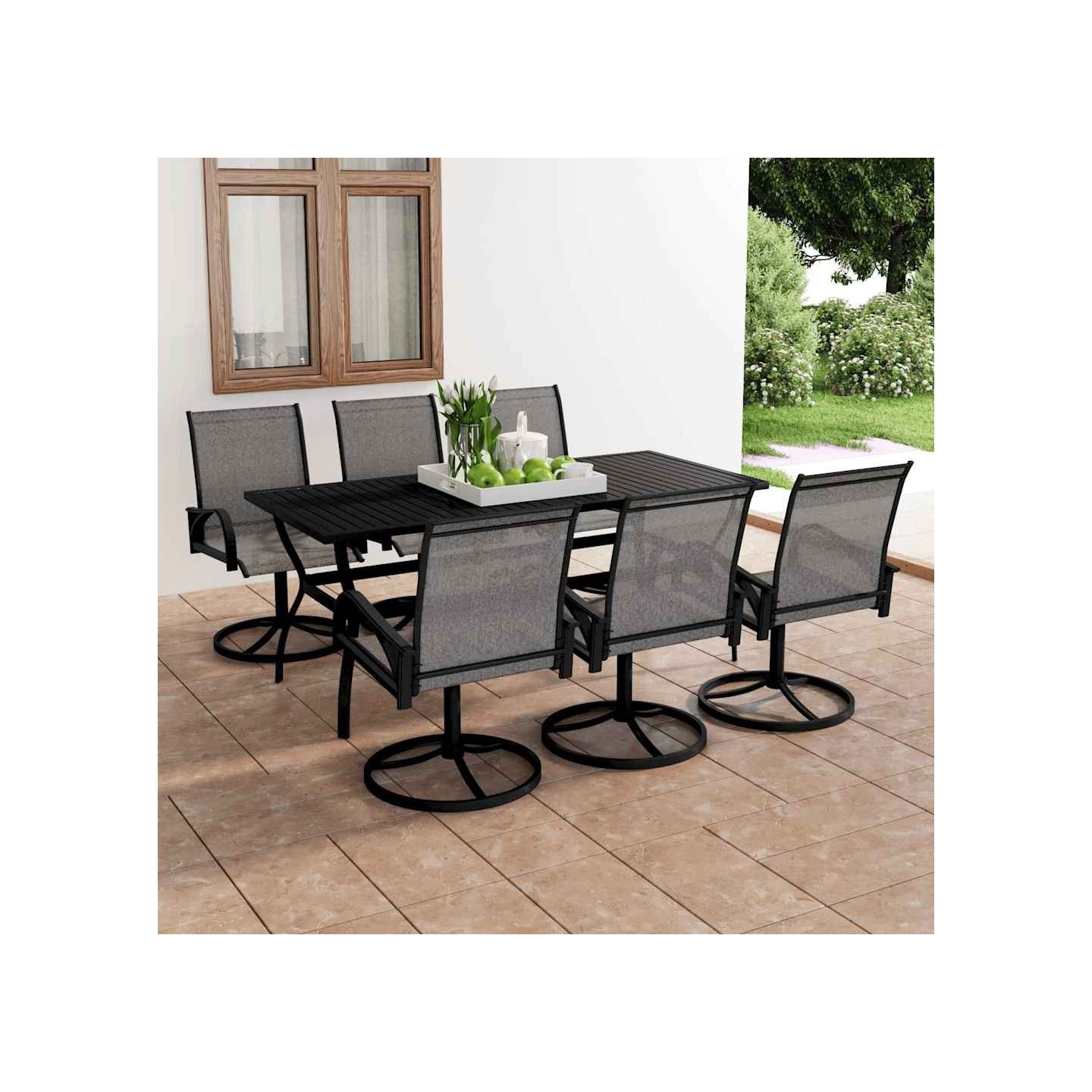 Ensemble à manger de jardin 7 pcs textilène et acier