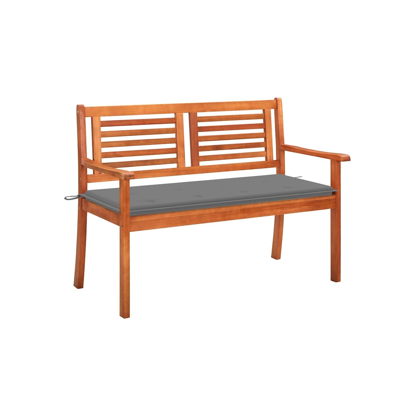 Banc de jardin 2 places avec coussin 120 cm Bois d'eucalyptus