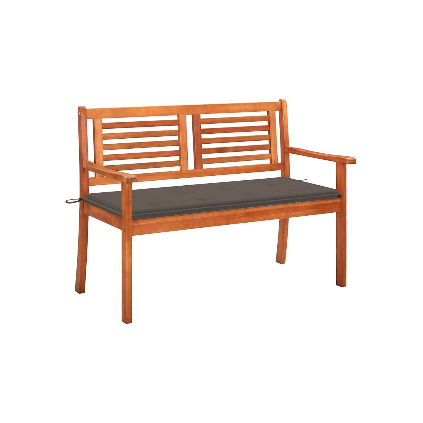 Banc de jardin 2 places avec coussin 120 cm Bois d'eucalyptus