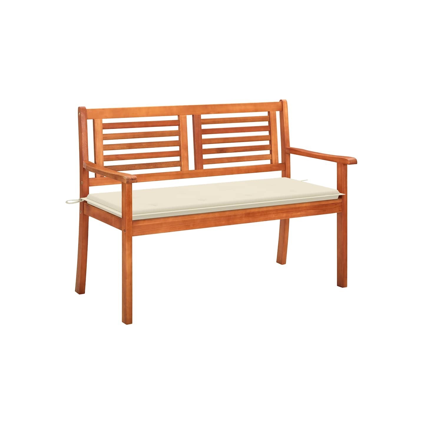 Banc de jardin 2 places avec coussin 120 cm Bois d'eucalyptus