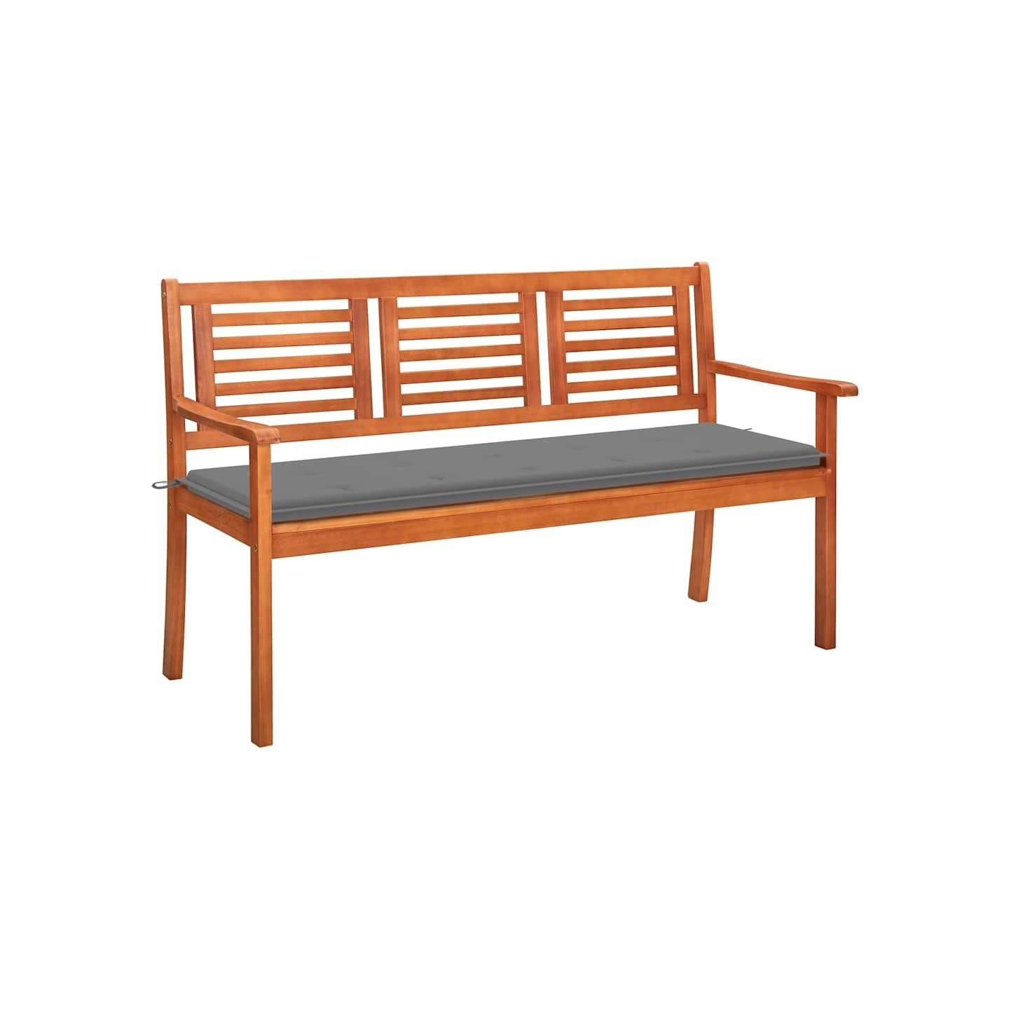Banc de jardin 3 places avec coussin 150 cm Bois d'eucalyptus