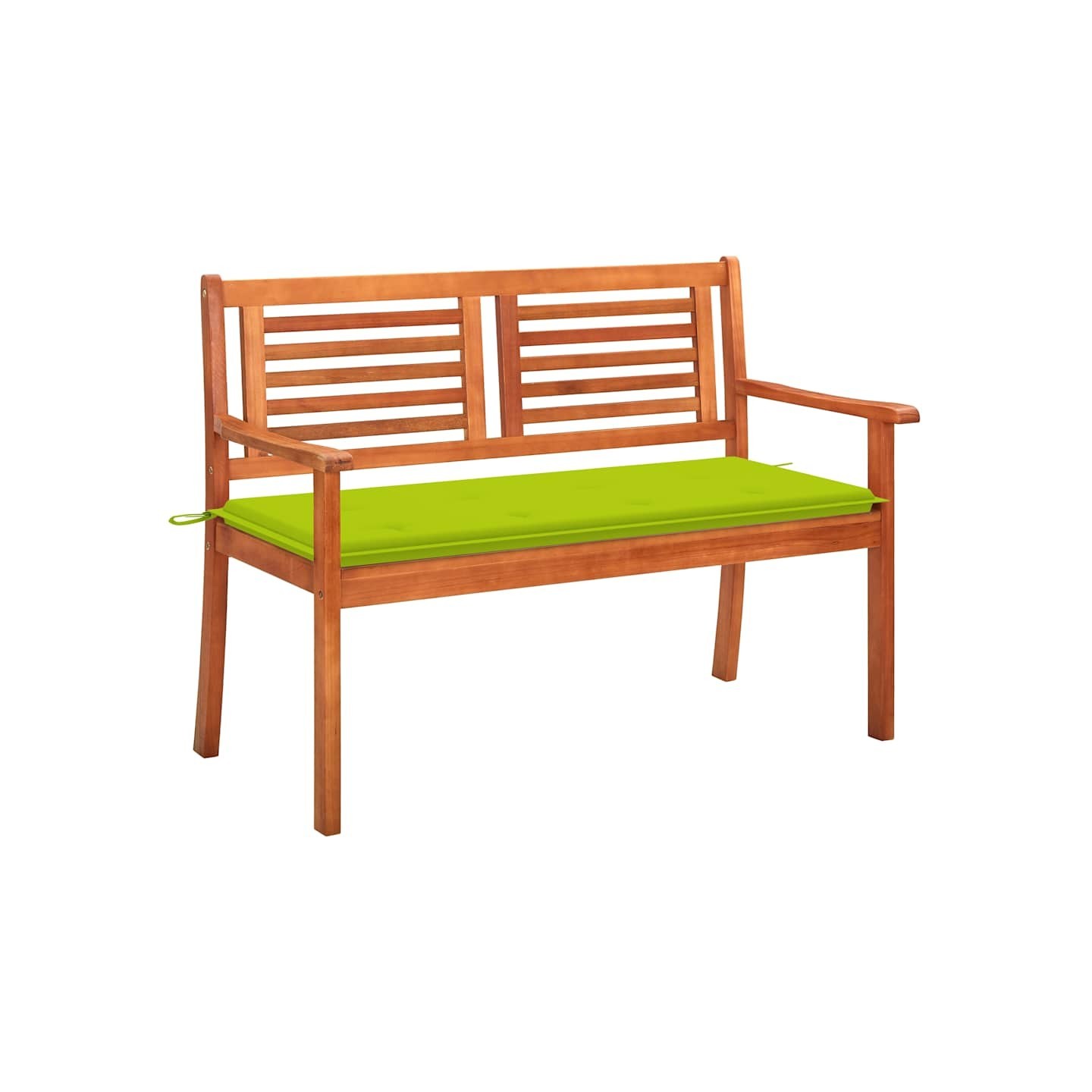 Banc de jardin 2 places avec coussin 120 cm Bois d'eucalyptus