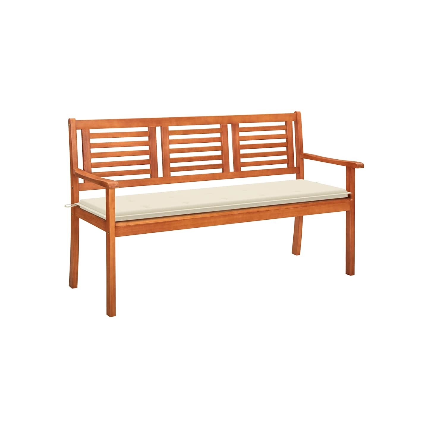 Banc de jardin 3 places avec coussin 150 cm Bois d'eucalyptus