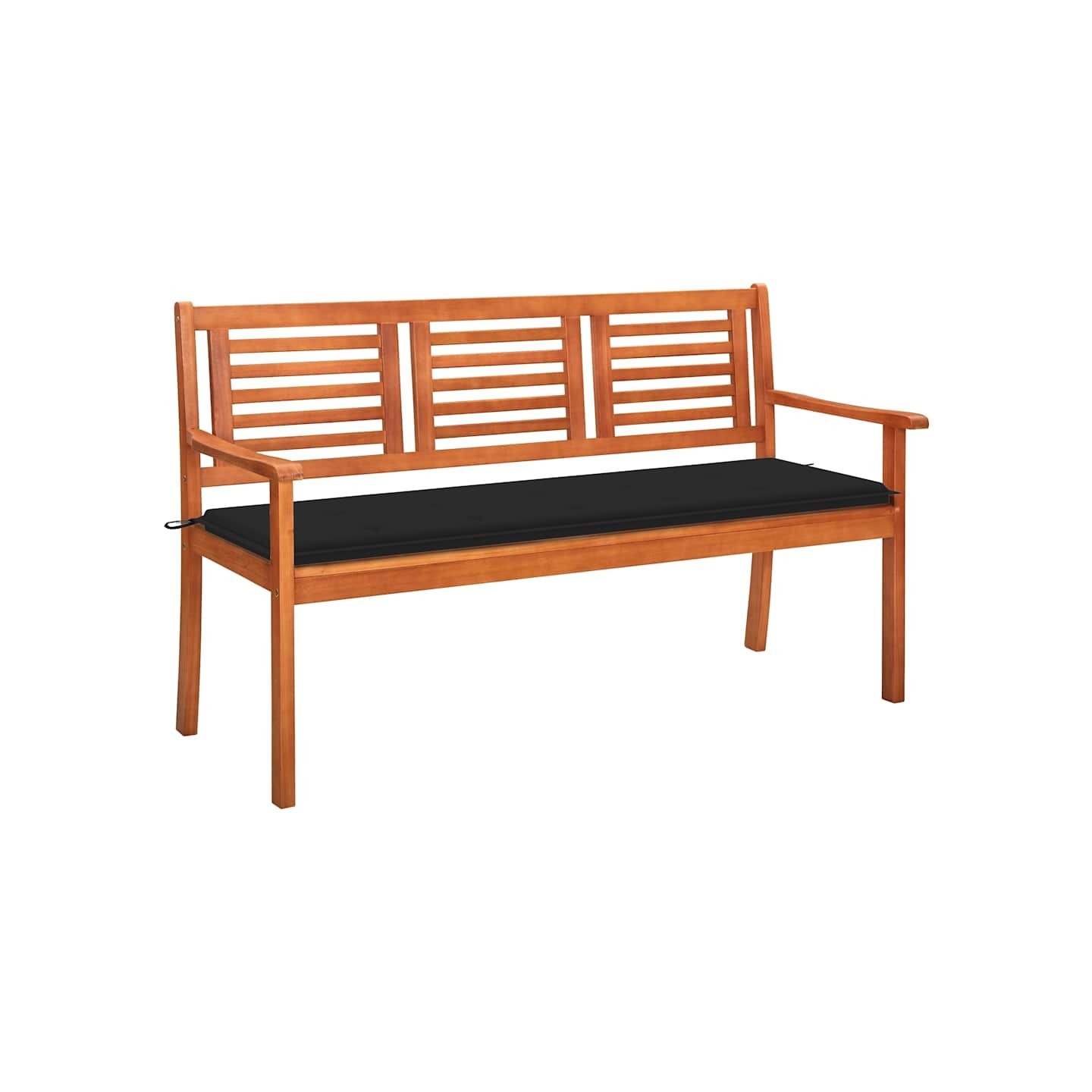 Banc de jardin 3 places avec coussin 150 cm Bois d'eucalyptus