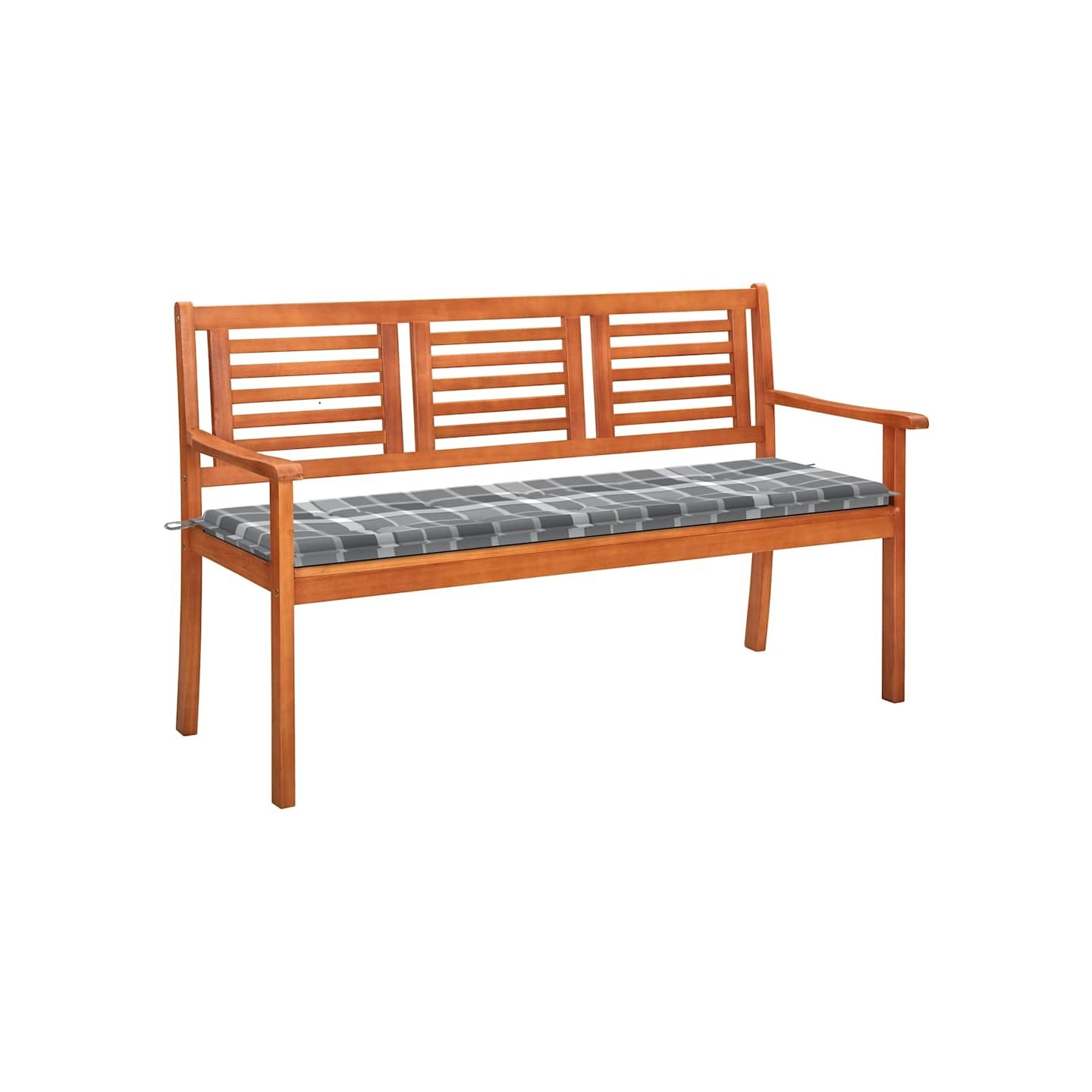 Banc de jardin 3 places avec coussin 150 cm Bois d'eucalyptus