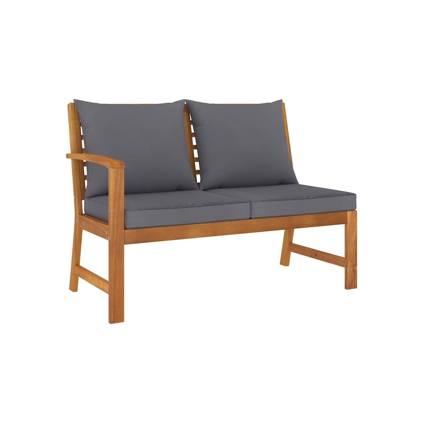 Banc de jardin 114,5 cm avec coussin gris foncé Bois d'acacia