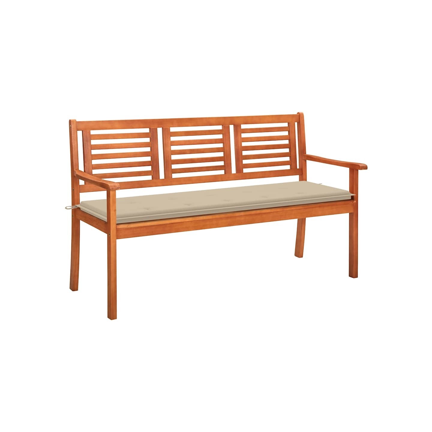 Banc de jardin 3 places avec coussin 150 cm Bois d'eucalyptus