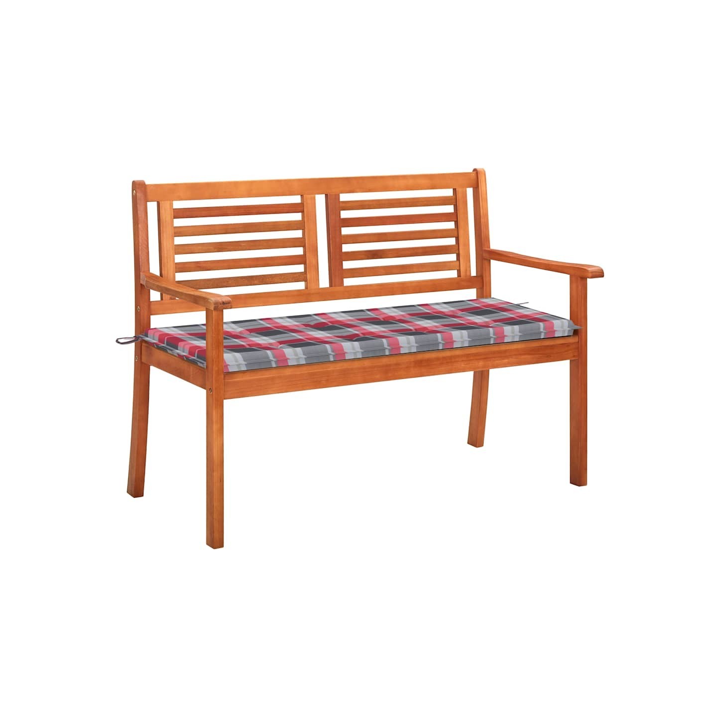 Banc de jardin 2 places avec coussin 120 cm Bois d'eucalyptus