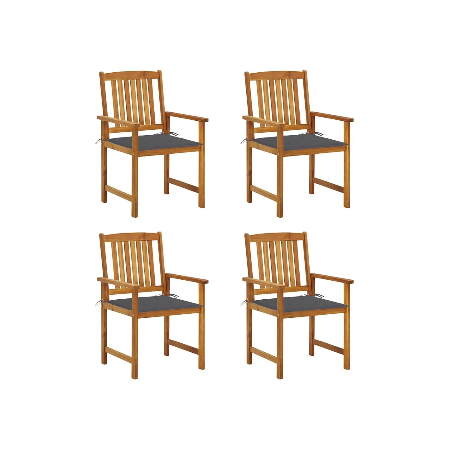 Chaises de jardin avec coussins lot de 4 Bois d'acacia massif