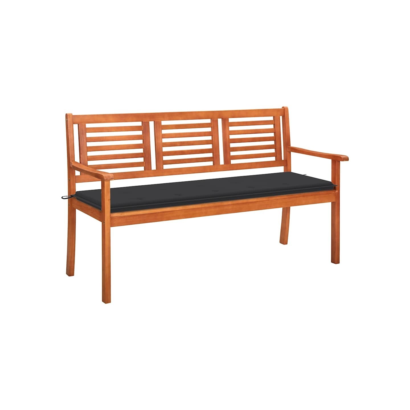 Banc de jardin 3 places avec coussin 150 cm Bois d'eucalyptus