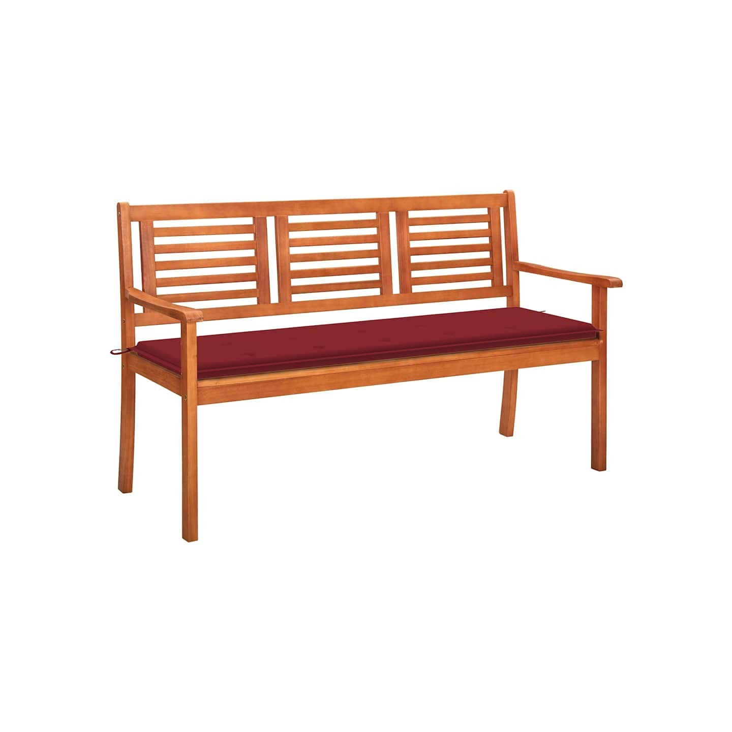Banc de jardin 3 places avec coussin 150 cm Bois d'eucalyptus