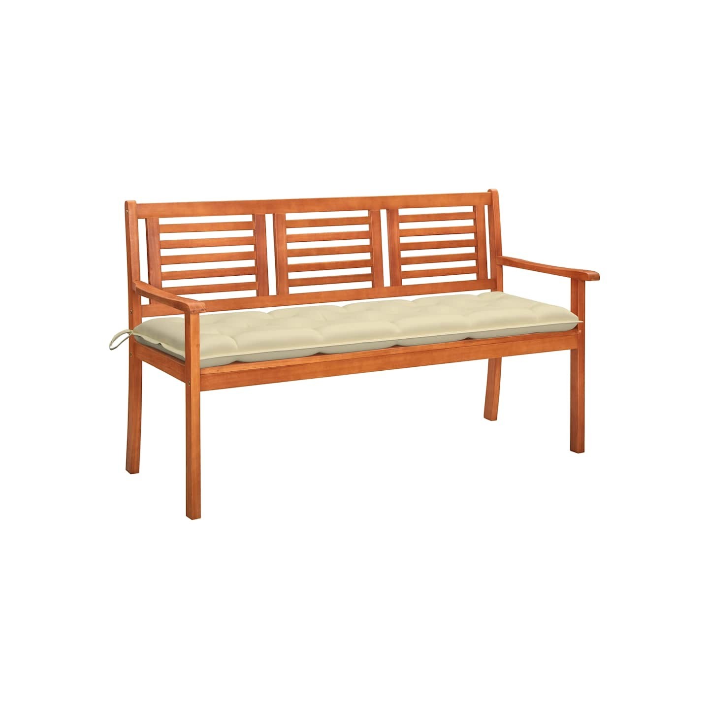 Banc de jardin 3 places avec coussin 150 cm Bois d'eucalyptus