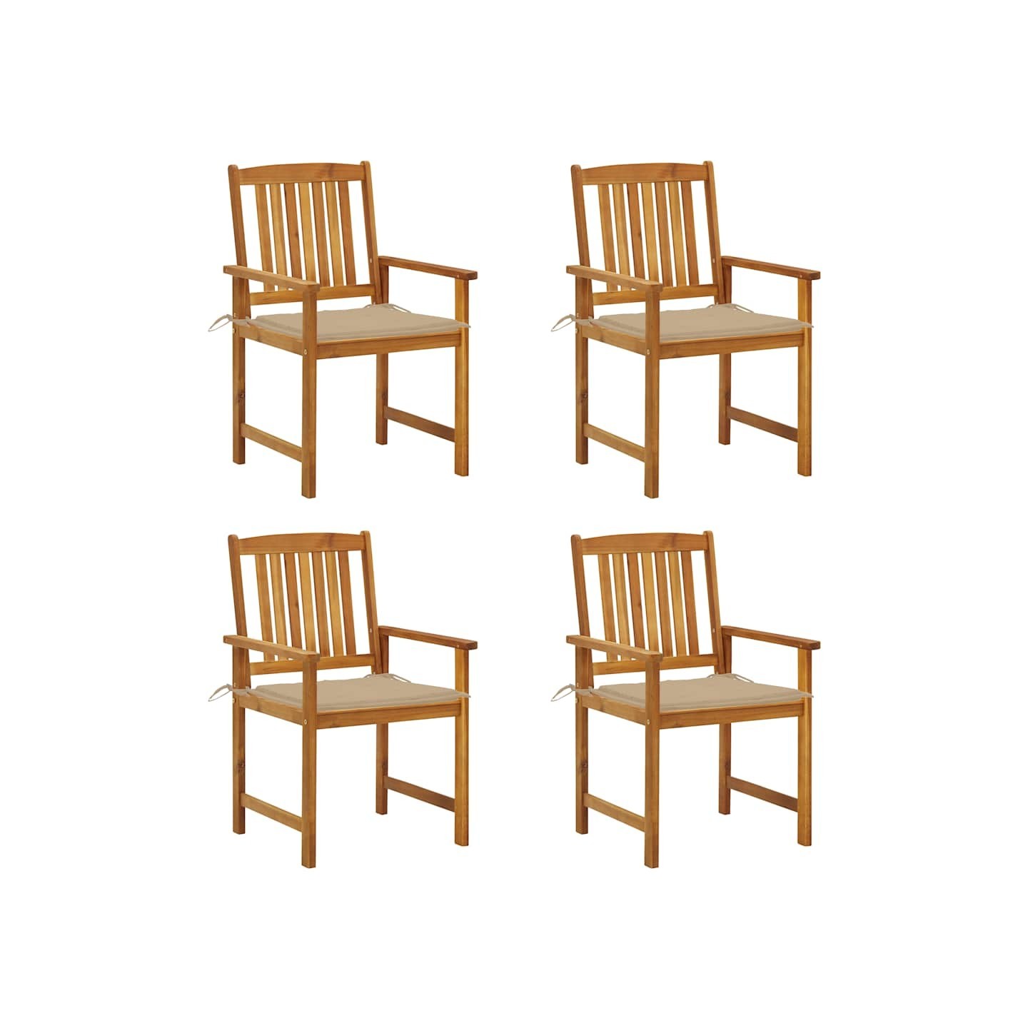 Chaises de jardin avec coussins lot de 4 Bois d'acacia massif