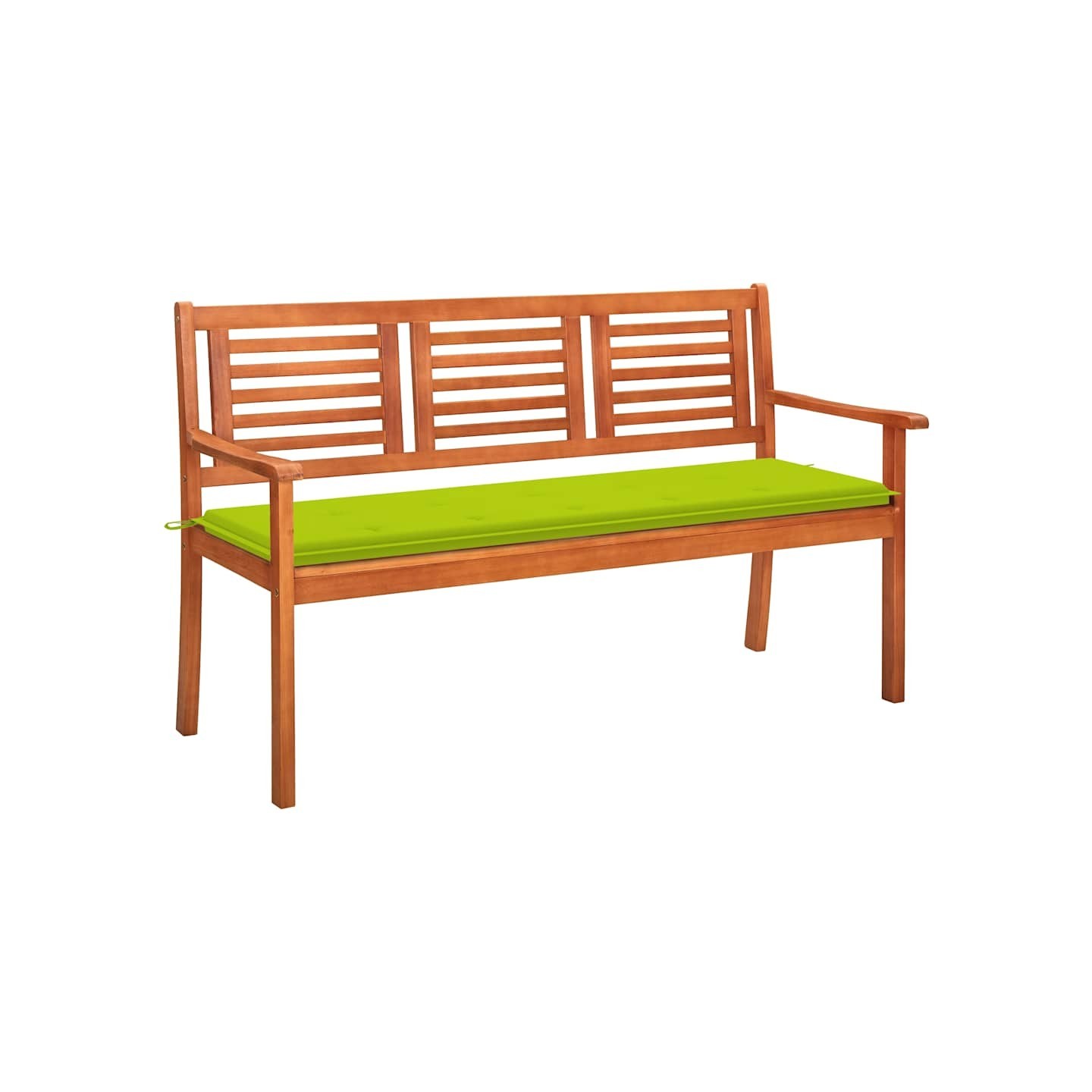 Banc de jardin 3 places avec coussin 150 cm Bois d'eucalyptus