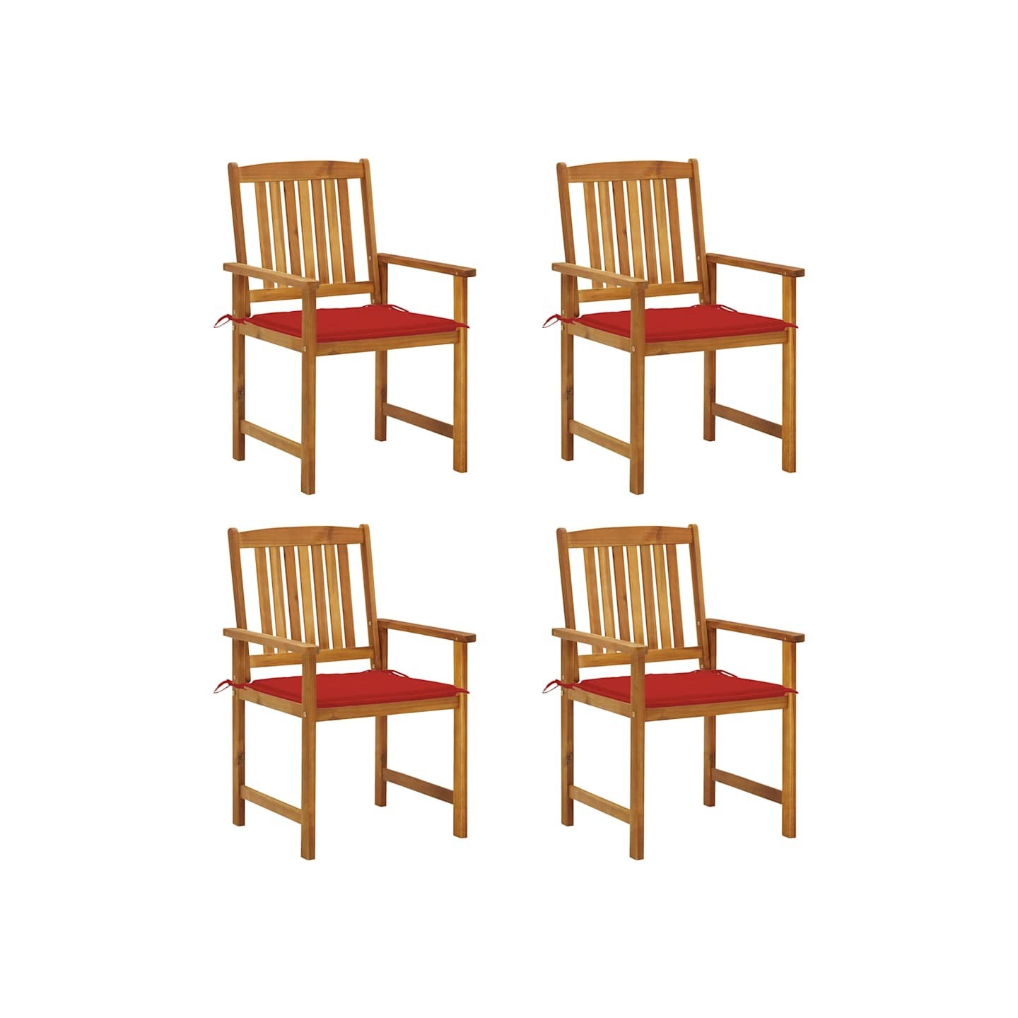 Chaises de jardin avec coussins lot de 4 Bois d'acacia massif