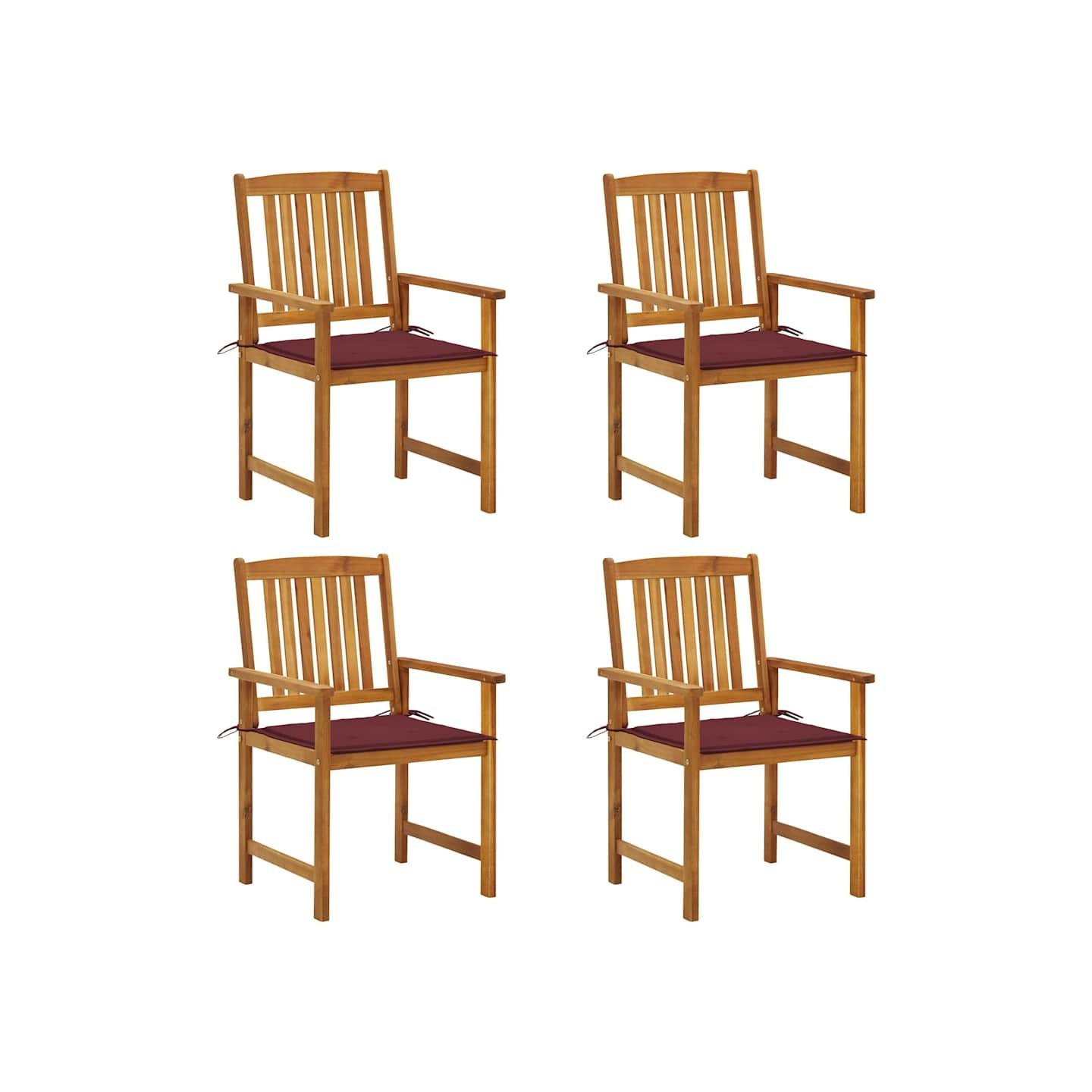 Chaises de jardin avec coussins lot de 4 Bois d'acacia massif