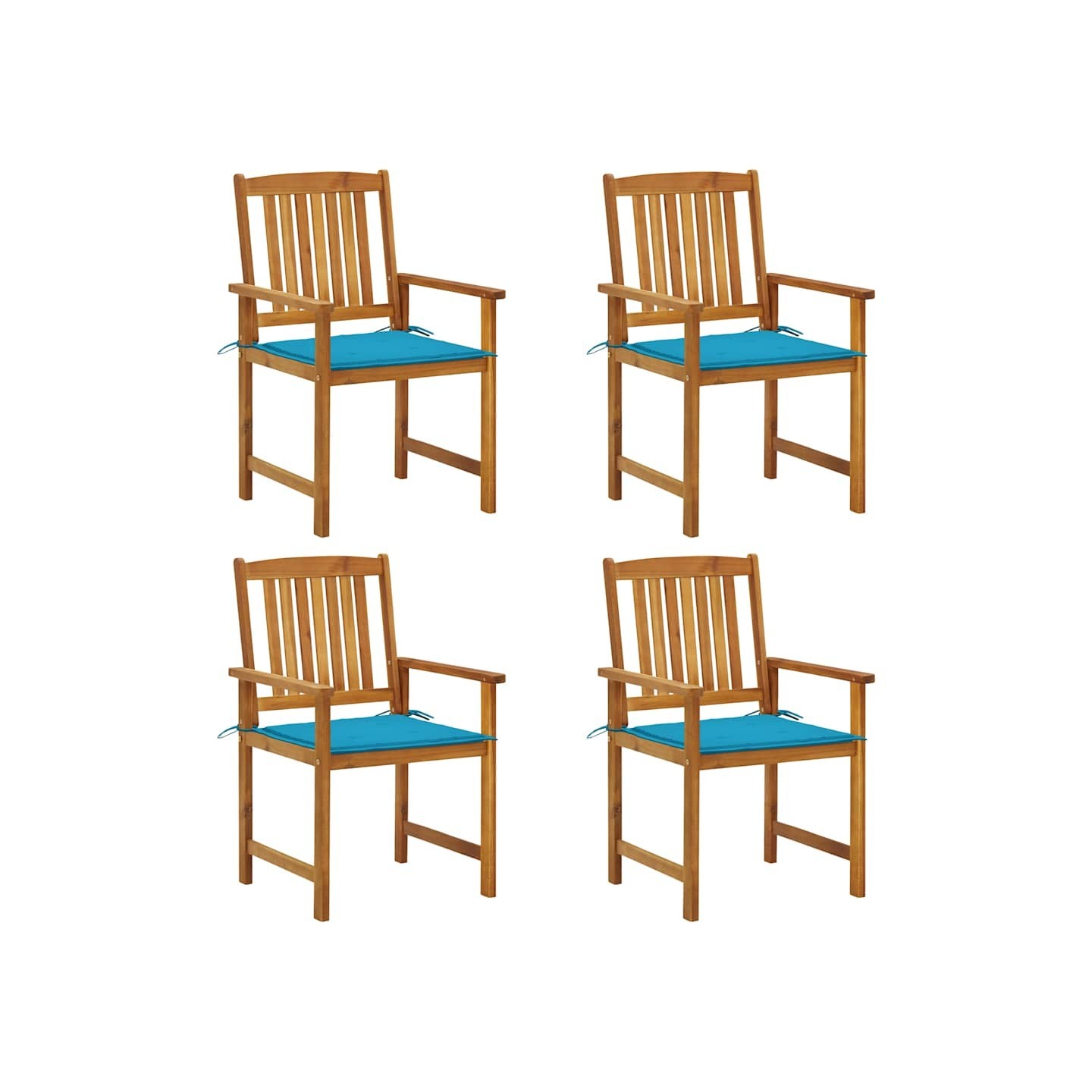 Chaises de jardin avec coussins lot de 4 Bois d'acacia massif
