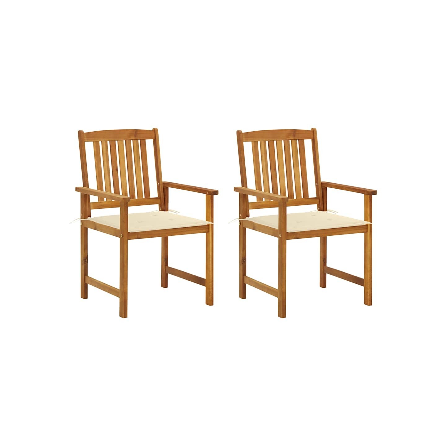 Chaises de jardin avec coussins lot de 2 Bois d'acacia massif