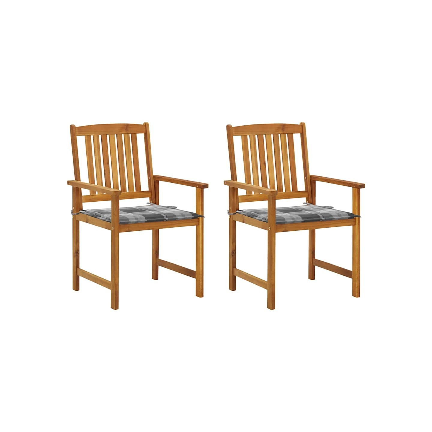 Chaises de jardin avec coussins lot de 2 Bois d'acacia massif