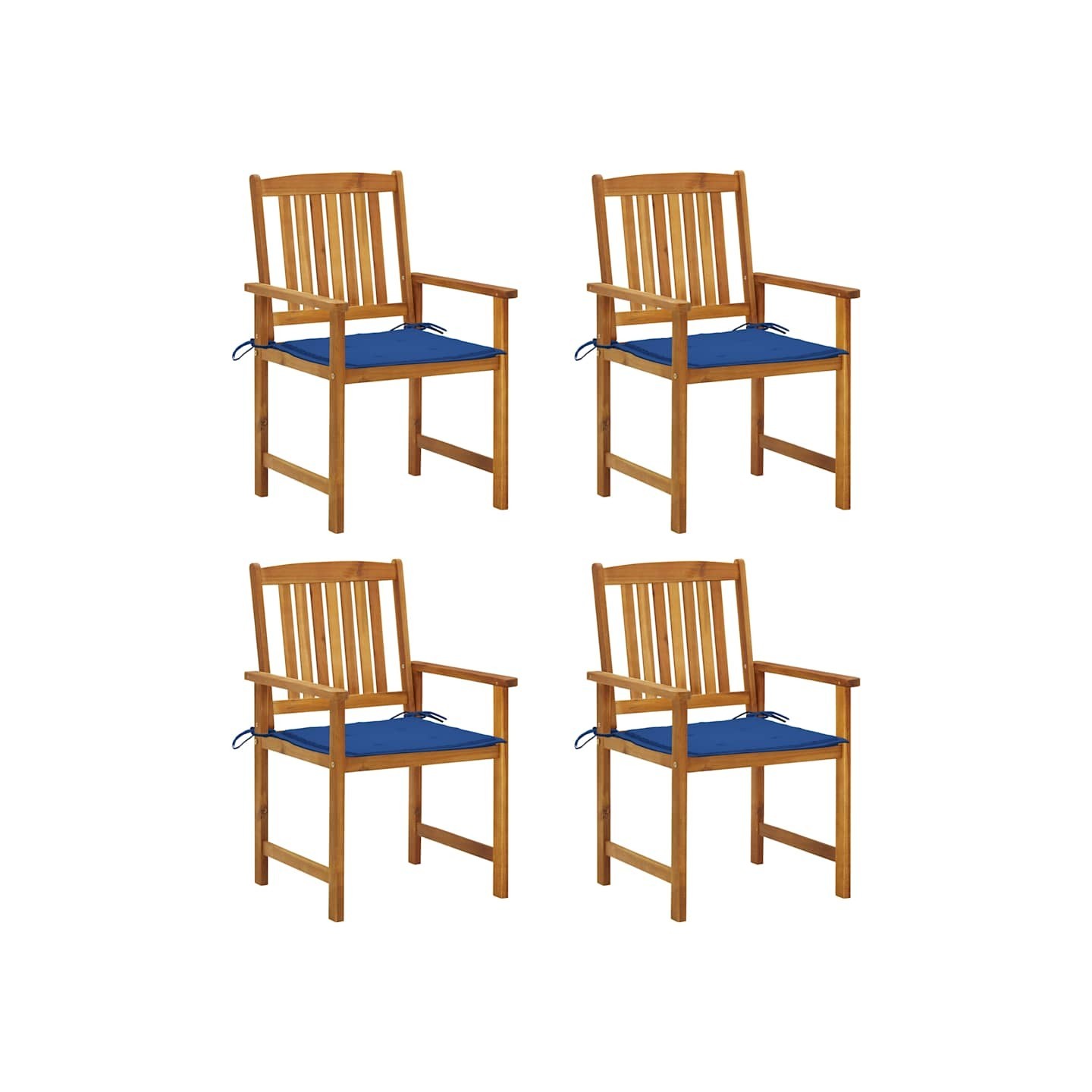 Chaises de jardin avec coussins lot de 4 Bois d'acacia massif