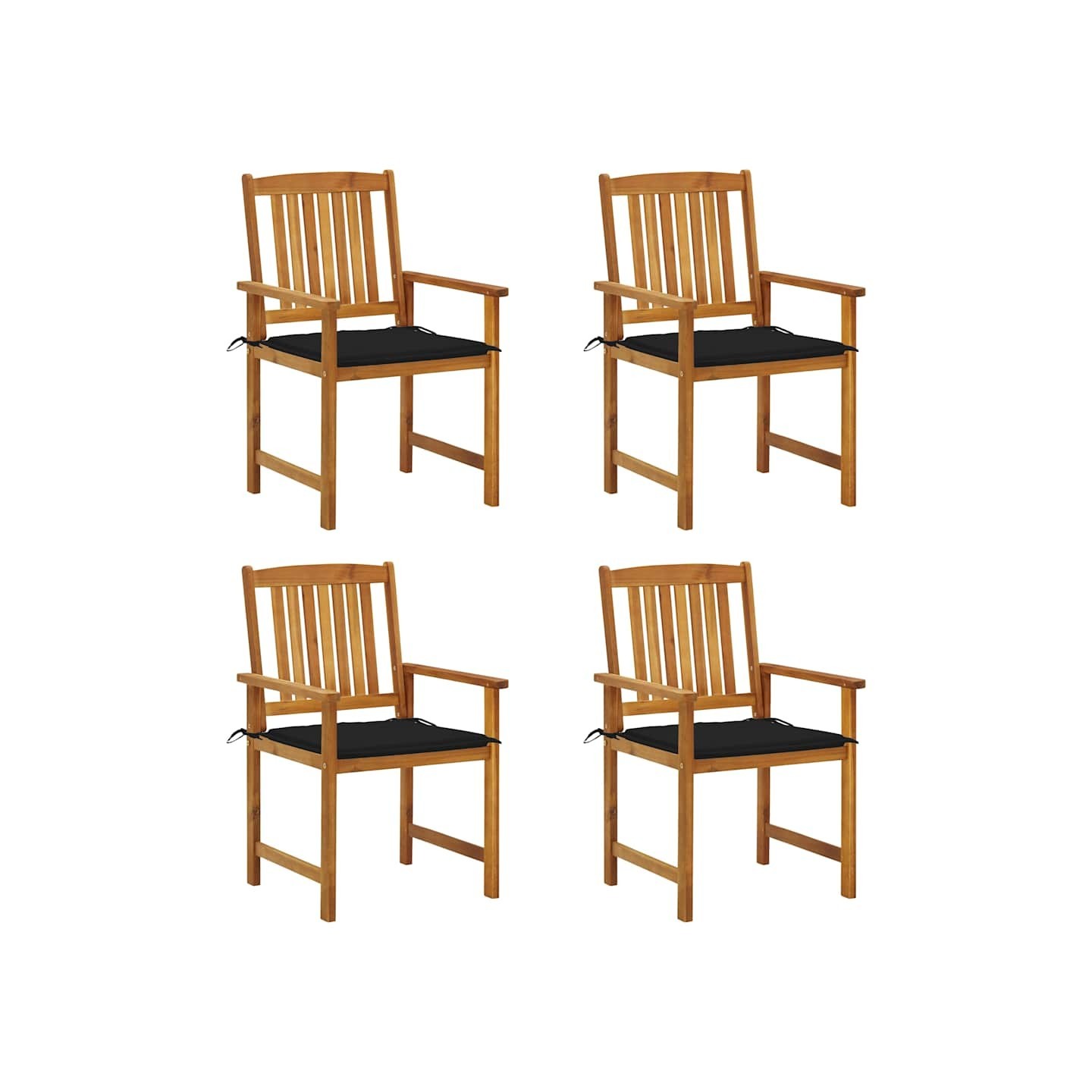 Chaises de jardin avec coussins lot de 4 Bois d'acacia massif