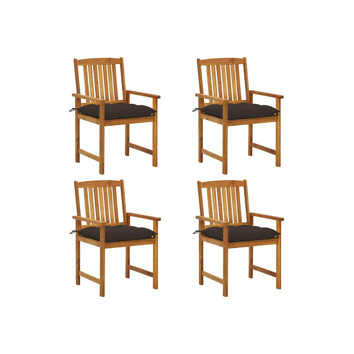 Chaises de jardin avec coussins lot de 4 Bois d'acacia massif