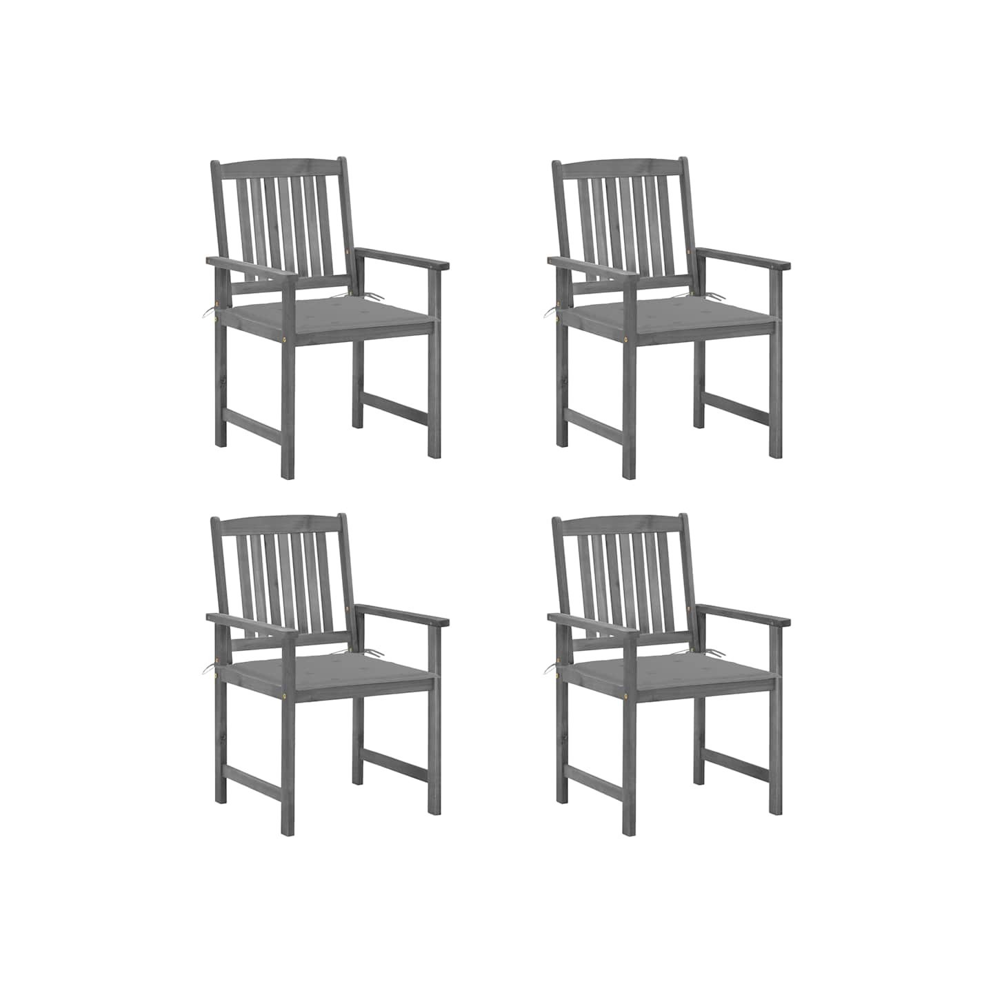 Chaises de jardin et coussins lot de 4 Gris Bois acacia massif
