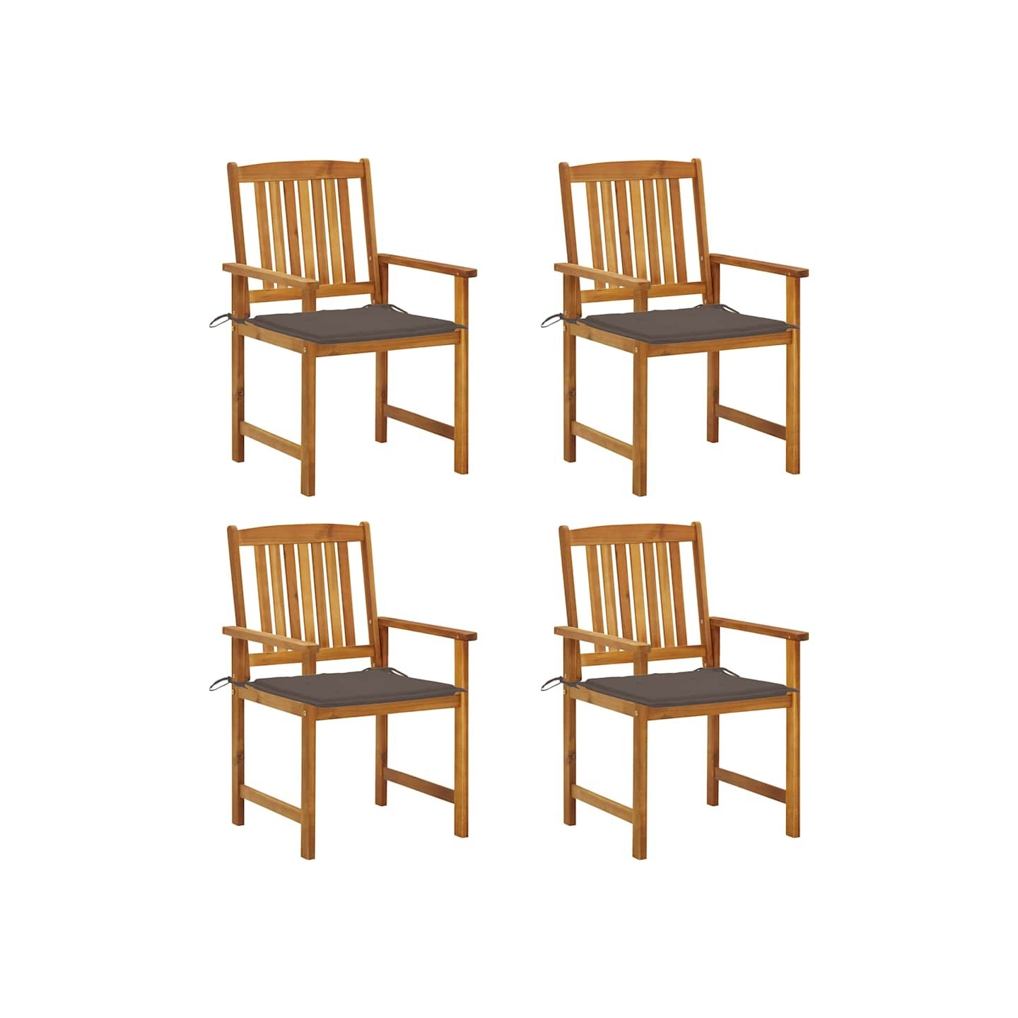 Chaises de jardin avec coussins lot de 4 Bois d'acacia massif