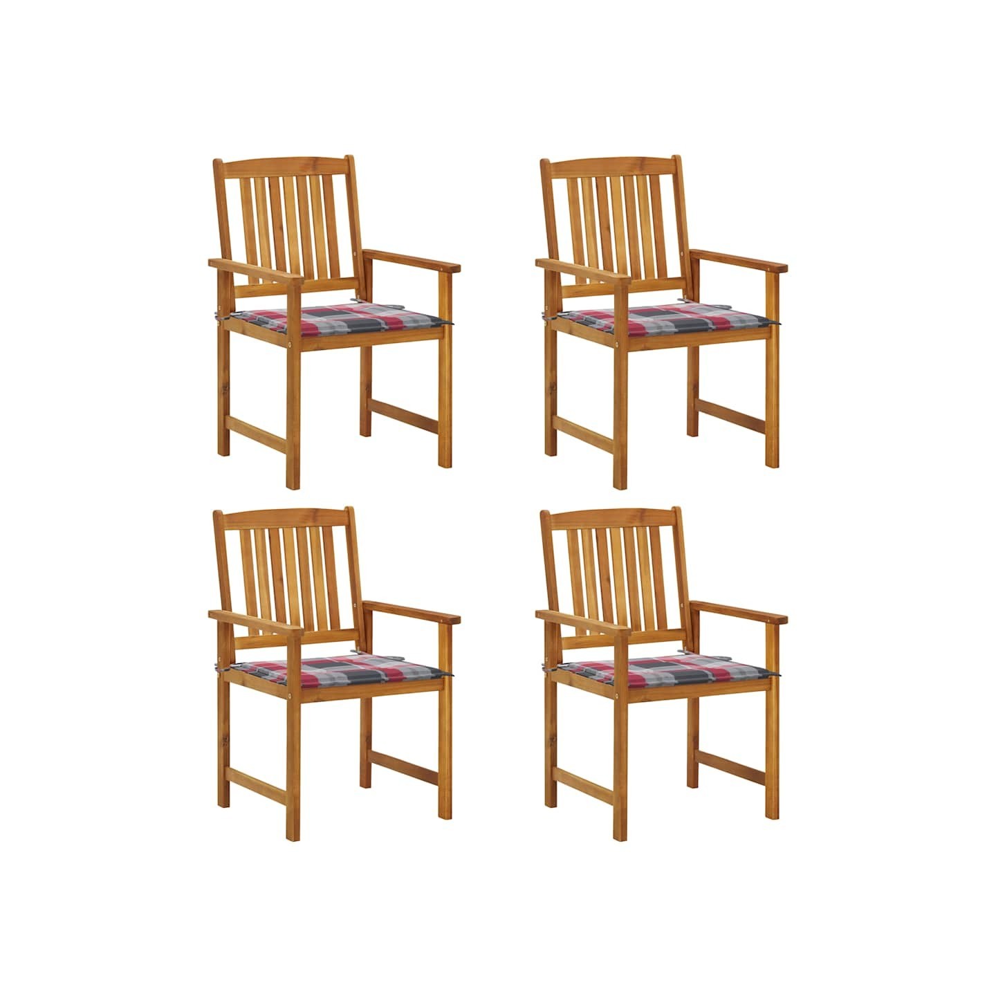 Chaises de jardin avec coussins lot de 4 Bois d'acacia massif