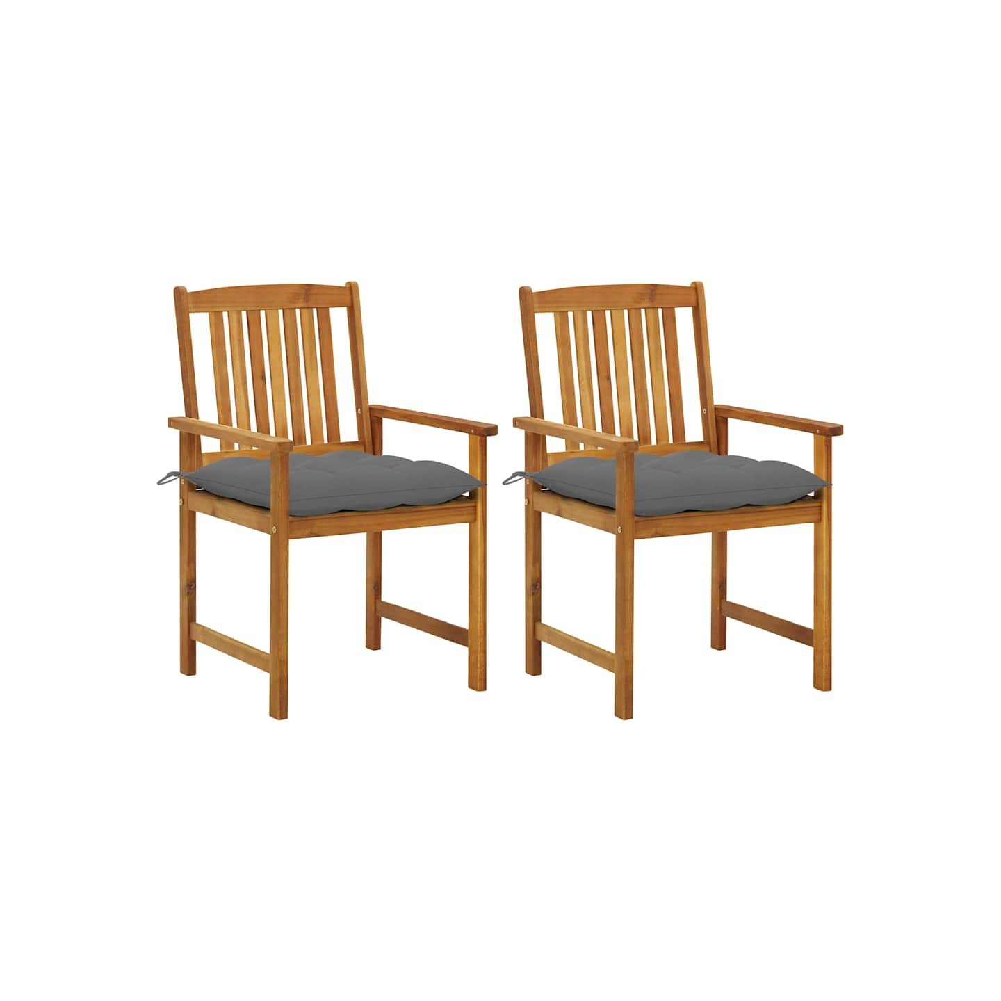 Chaises de jardin avec coussins lot de 2 Bois d'acacia massif