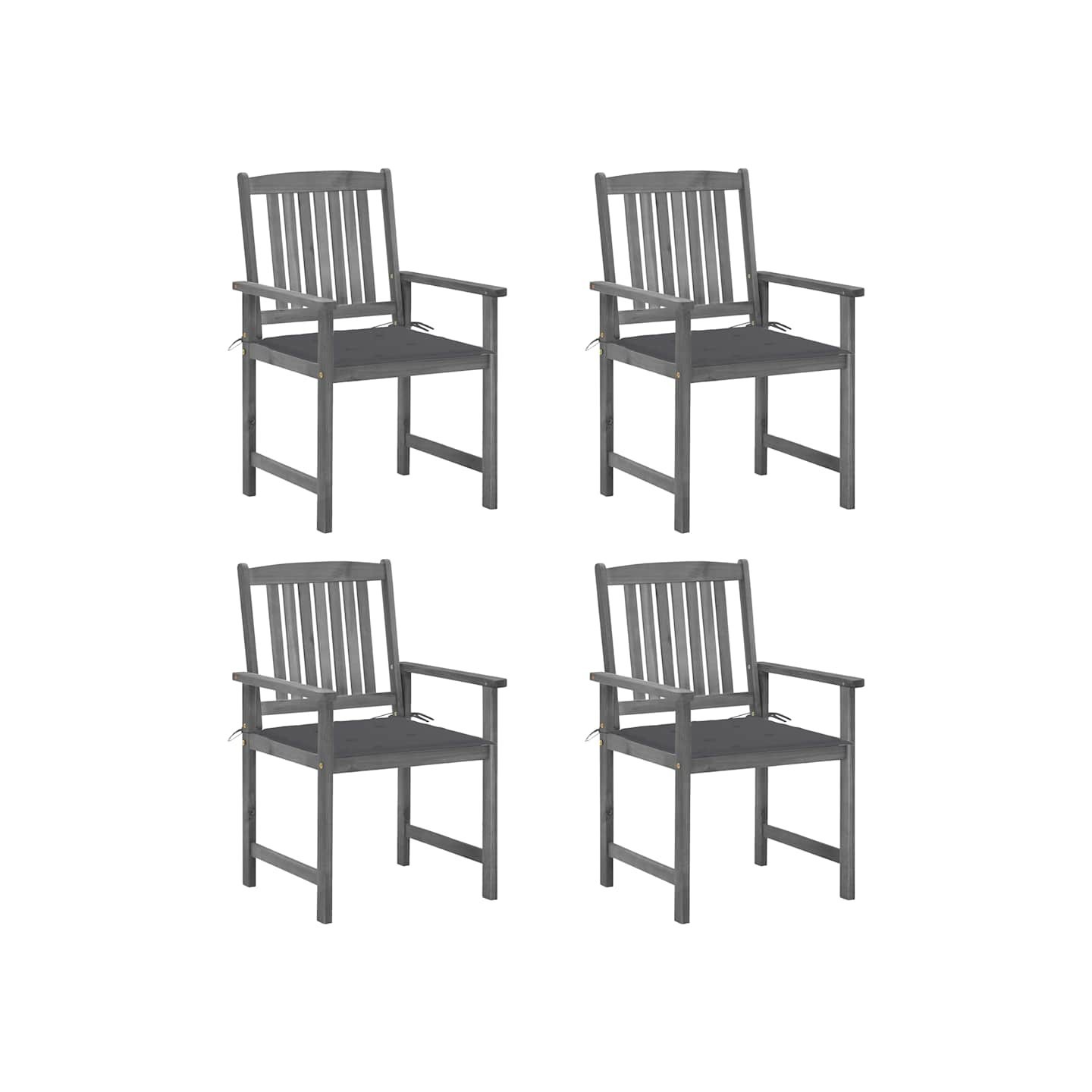 Chaises de jardin et coussins lot de 4 Gris Bois acacia massif