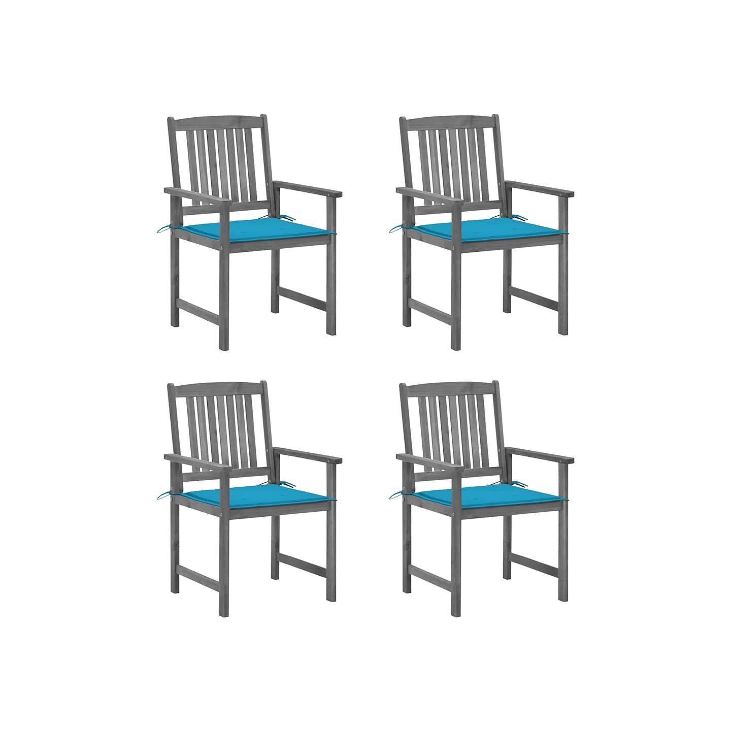 Chaises de jardin et coussins lot de 4 Gris Bois acacia massif
