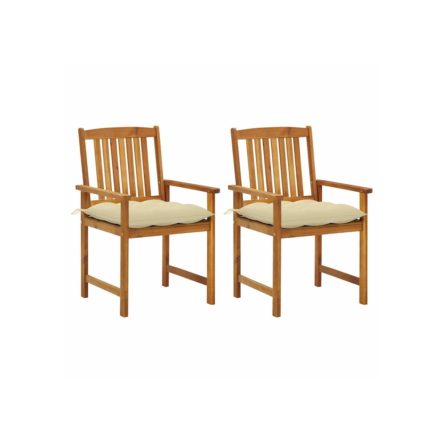 Chaises de jardin avec coussins lot de 2 Bois d'acacia massif