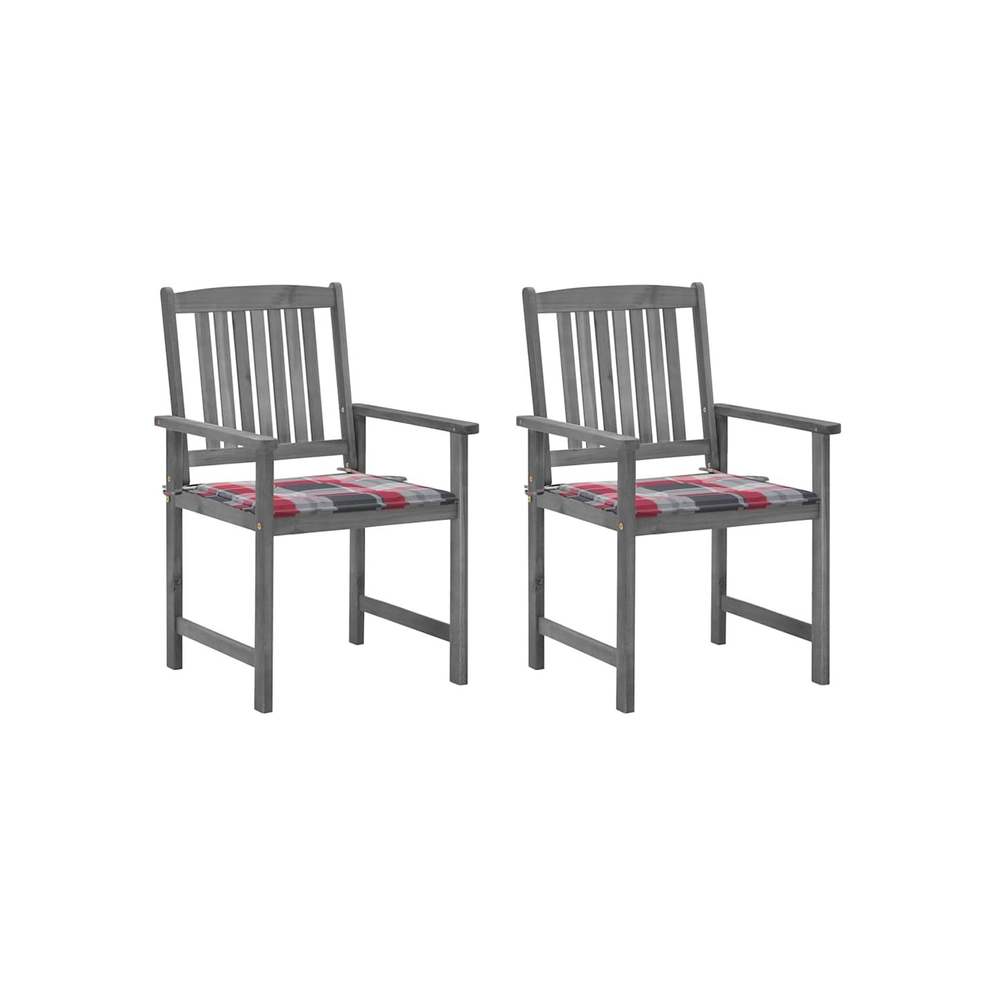 Chaises de jardin et coussins lot de 2 Gris Bois acacia massif