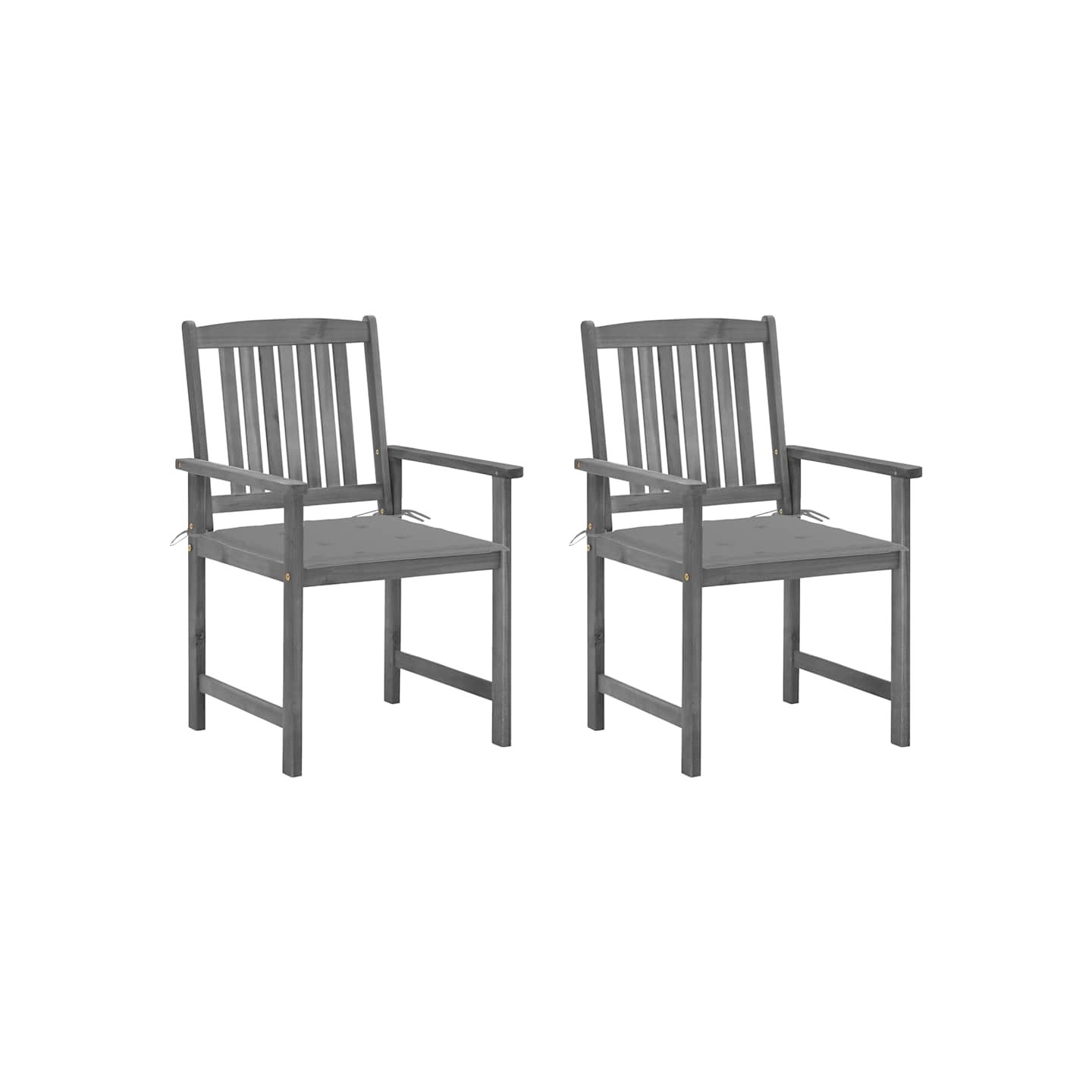 Chaises de jardin et coussins lot de 2 Gris Bois acacia massif