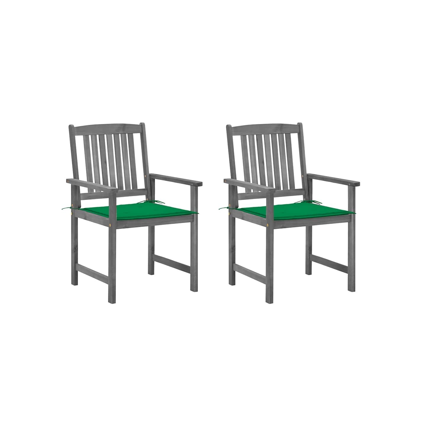 Chaises de jardin et coussins lot de 2 Gris Bois acacia massif