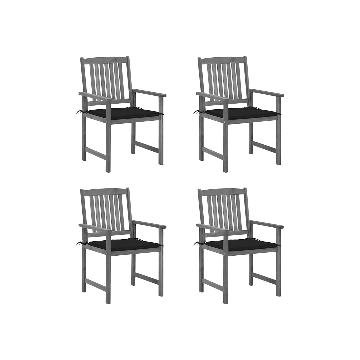 Chaises de jardin et coussins lot de 4 Gris Bois acacia massif