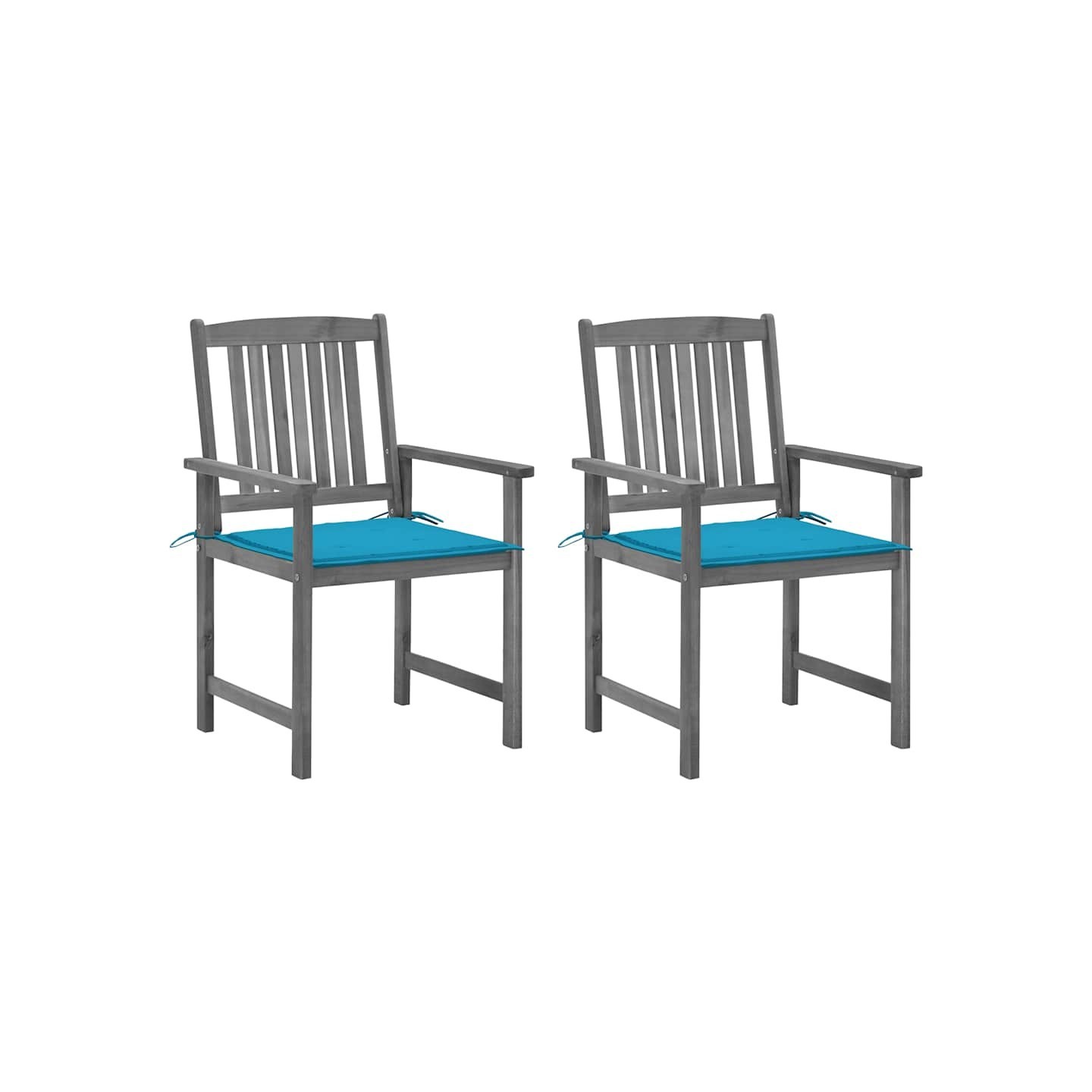 Chaises de jardin et coussins lot de 2 Gris Bois acacia massif