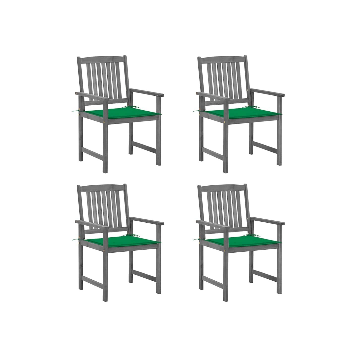 Chaises de jardin et coussins lot de 4 Gris Bois acacia massif
