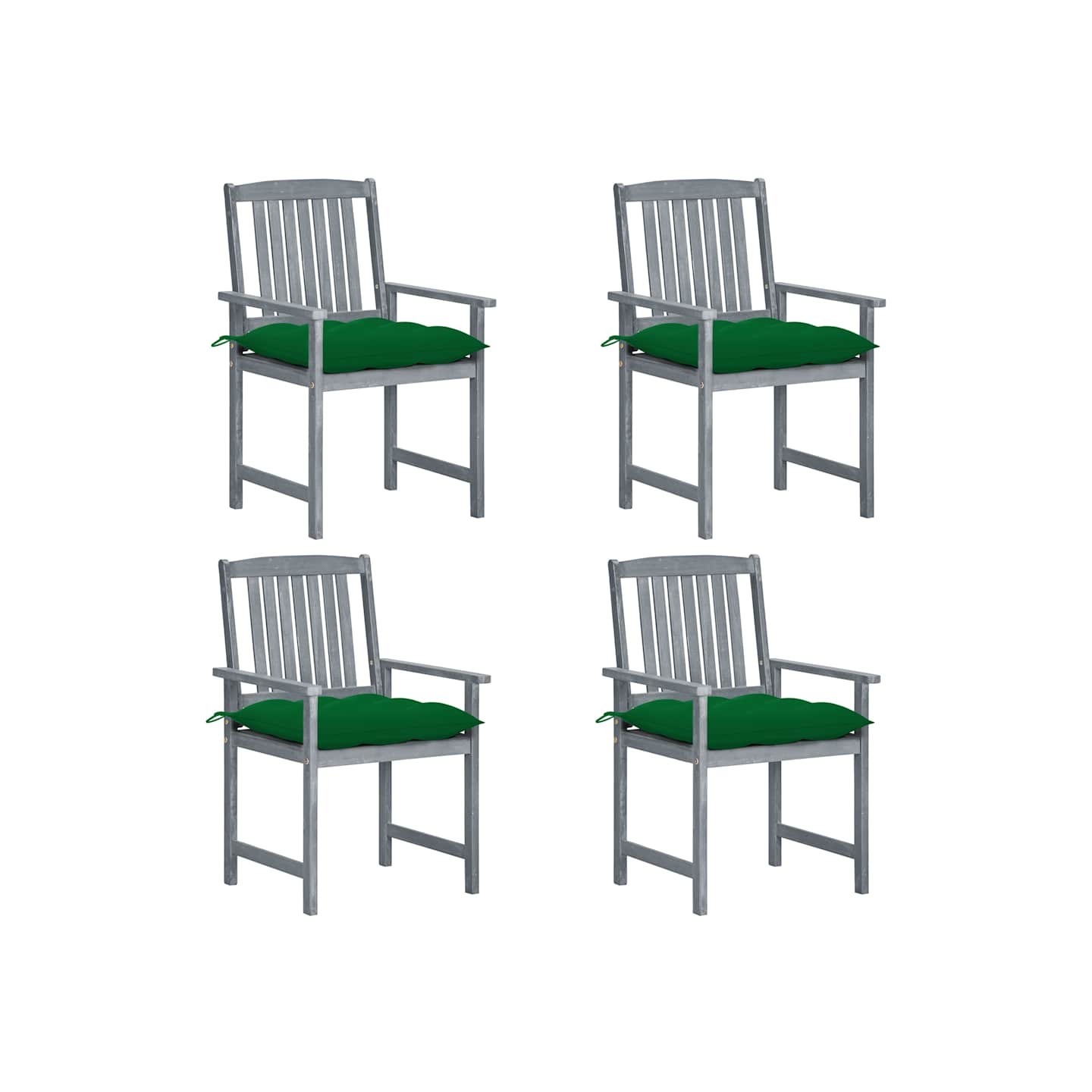 Chaises de jardin et coussins lot de 4 Gris Bois acacia massif