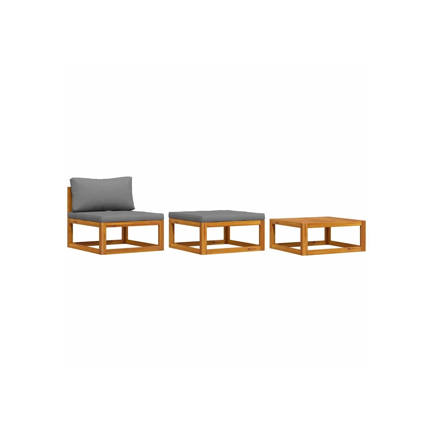 Salon de jardin 3 pcs avec coussins Bois d'acacia solide