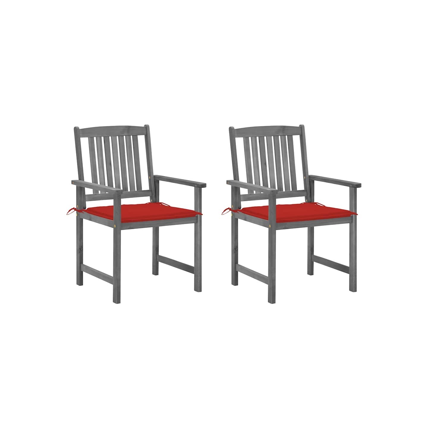 Chaises de jardin et coussins lot de 2 Gris Bois acacia massif