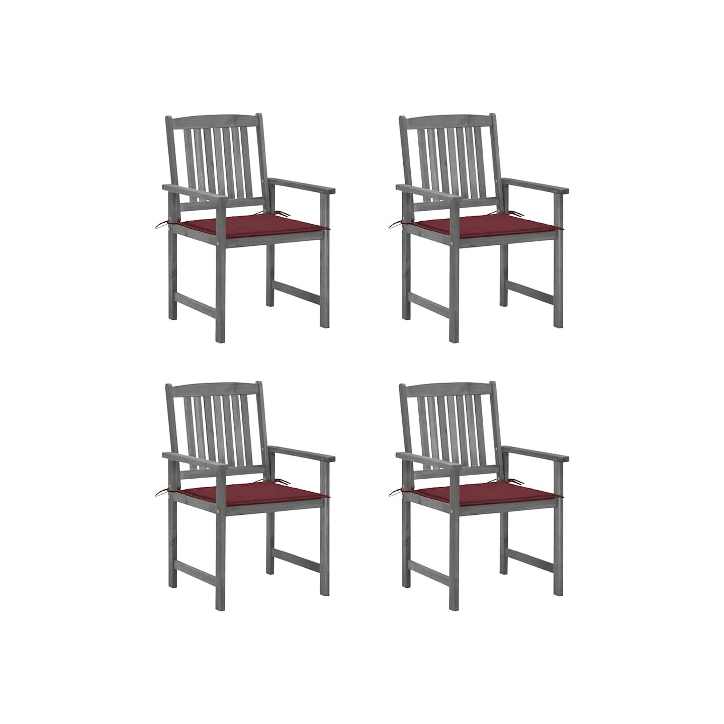 Chaises de jardin et coussins lot de 4 Gris Bois acacia massif