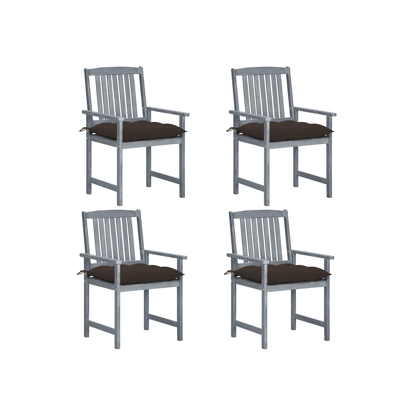 Chaises de jardin et coussins lot de 4 Gris Bois acacia massif