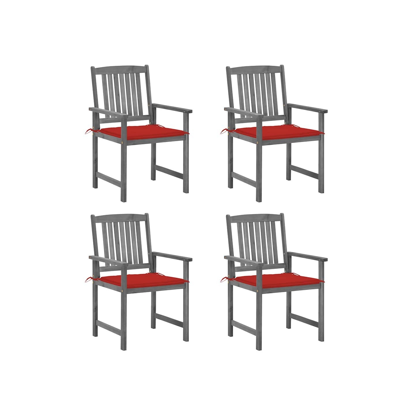 Chaises de jardin et coussins lot de 4 Gris Bois acacia massif