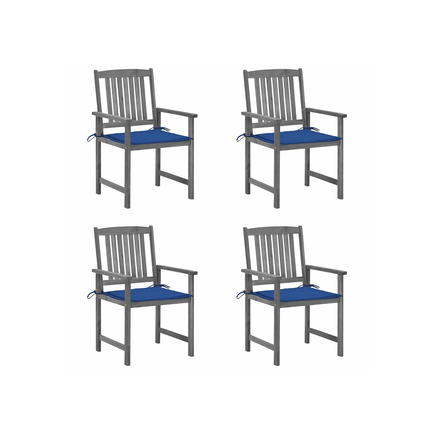 Chaises de jardin et coussins lot de 4 Gris Bois acacia massif
